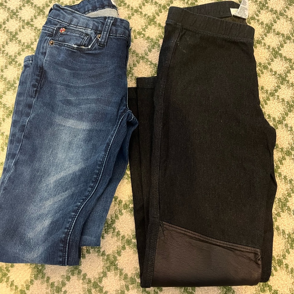 2 pairs girls pants size 8- black leggings and jeans- hudson jeans and Crewcut